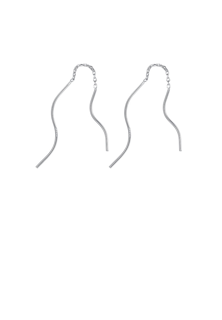 925 Sterling Silver Fashion Simple Geometric Tassel Earrings