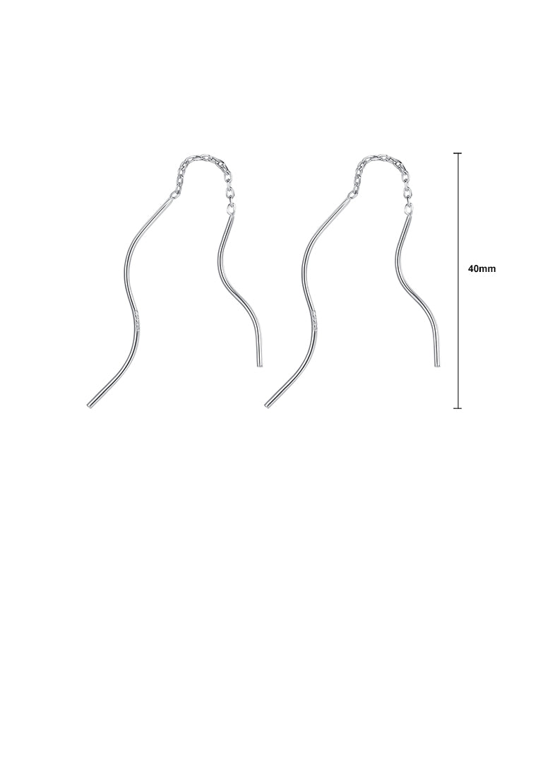 925 Sterling Silver Fashion Simple Geometric Tassel Earrings