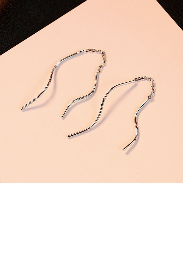 925 Sterling Silver Fashion Simple Geometric Tassel Earrings