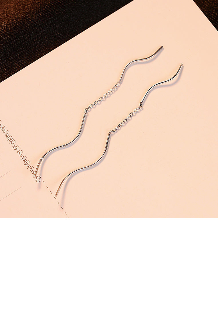 925 Sterling Silver Fashion Simple Geometric Tassel Earrings