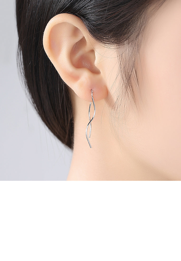 925 Sterling Silver Fashion Simple Geometric Tassel Earrings