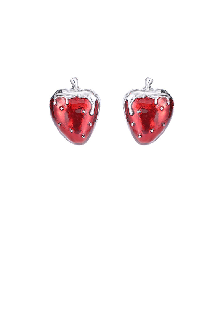 Simple and Sweet Enamel Strawberry Stud Earrings