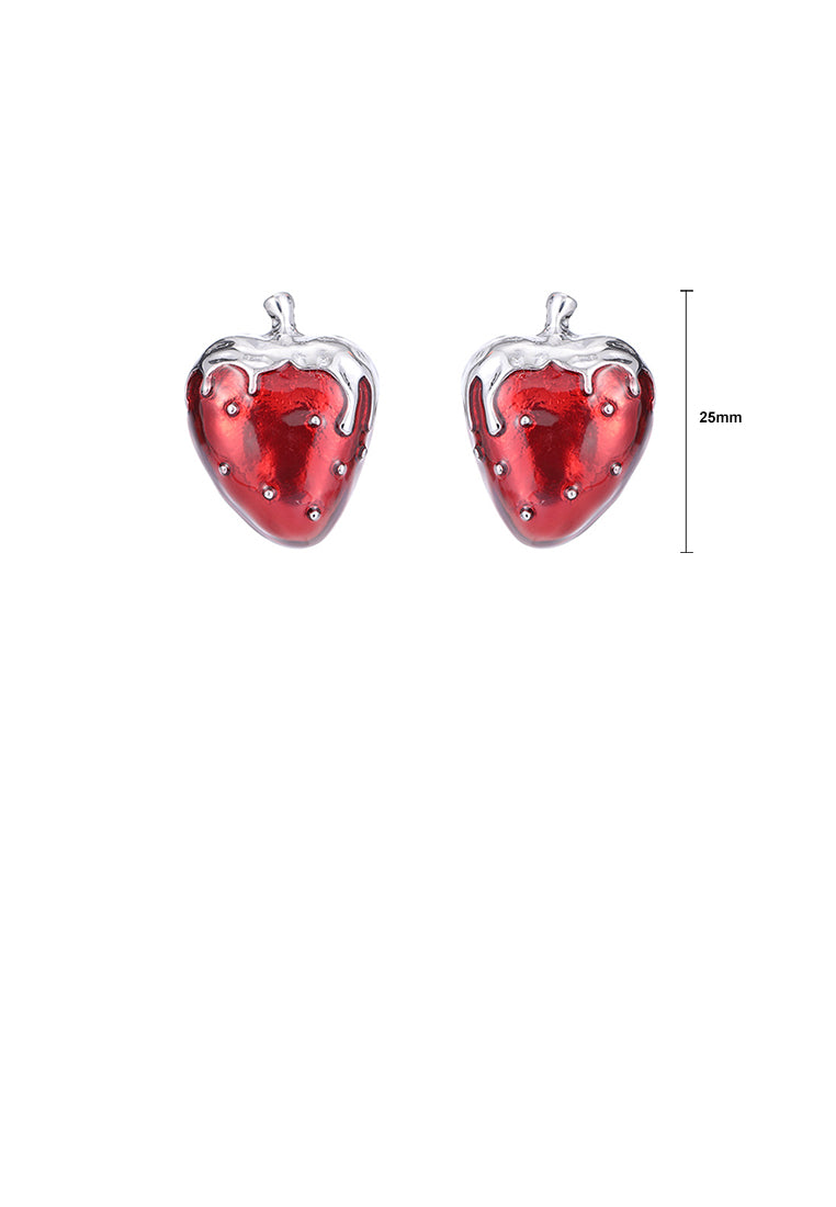 Simple and Sweet Enamel Strawberry Stud Earrings