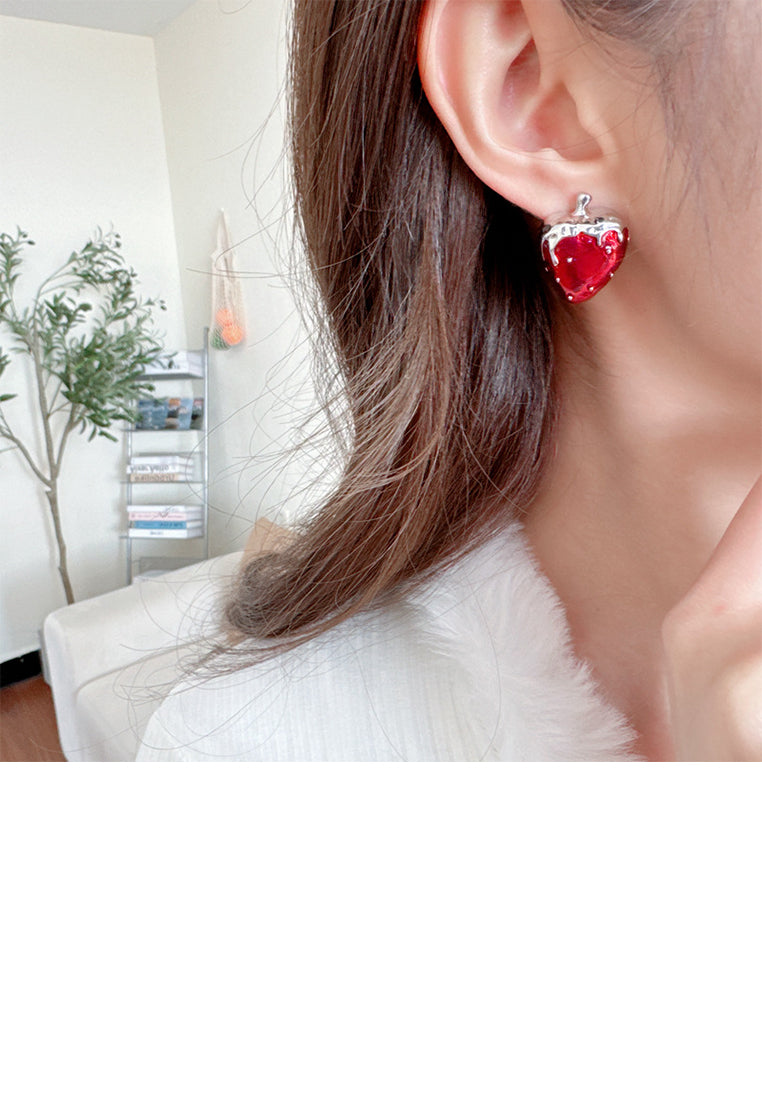 Simple and Sweet Enamel Strawberry Stud Earrings