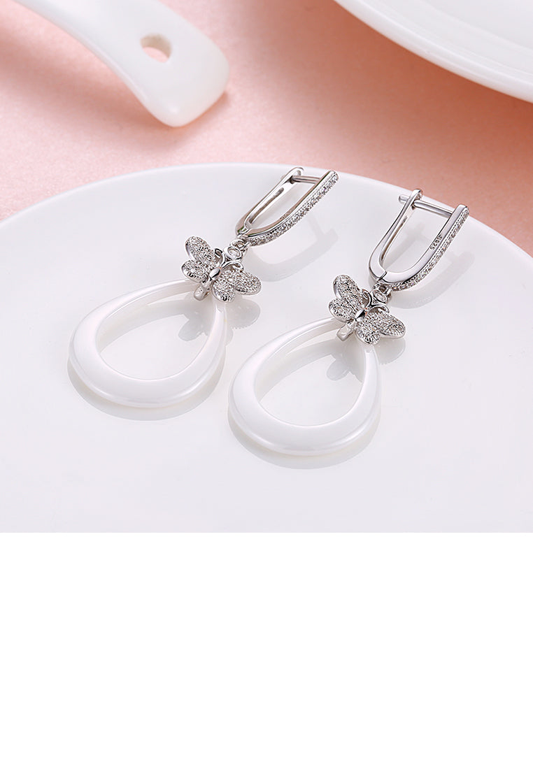 925 Sterling Silver Elegant Butterfly Earrings with Cubic Zircon