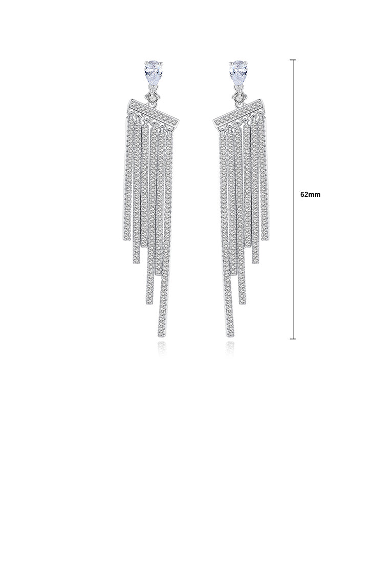 Fashion Temperament Bright Geometric Tassel Earrings with Cubic Zirconia - Luxurious Look