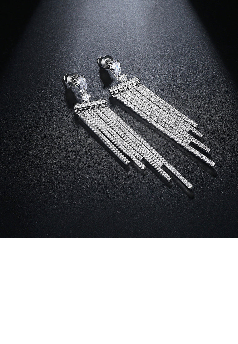 Fashion Temperament Bright Geometric Tassel Earrings with Cubic Zirconia - Luxurious Look