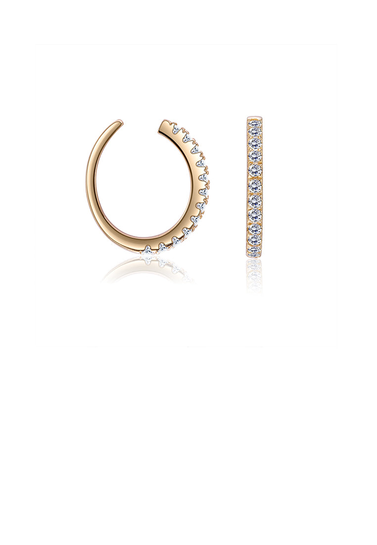 925 Sterling Silver Plated Gold Simple Earrings with Austrian Element Crystal