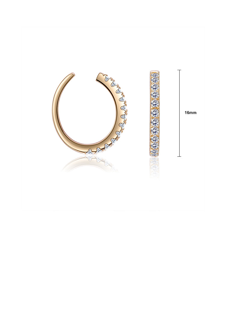 925 Sterling Silver Plated Gold Simple Earrings with Austrian Element Crystal