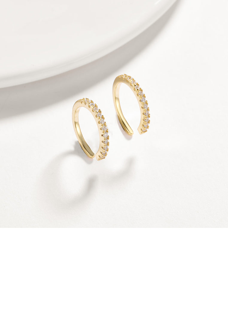 925 Sterling Silver Plated Gold Simple Earrings with Austrian Element Crystal