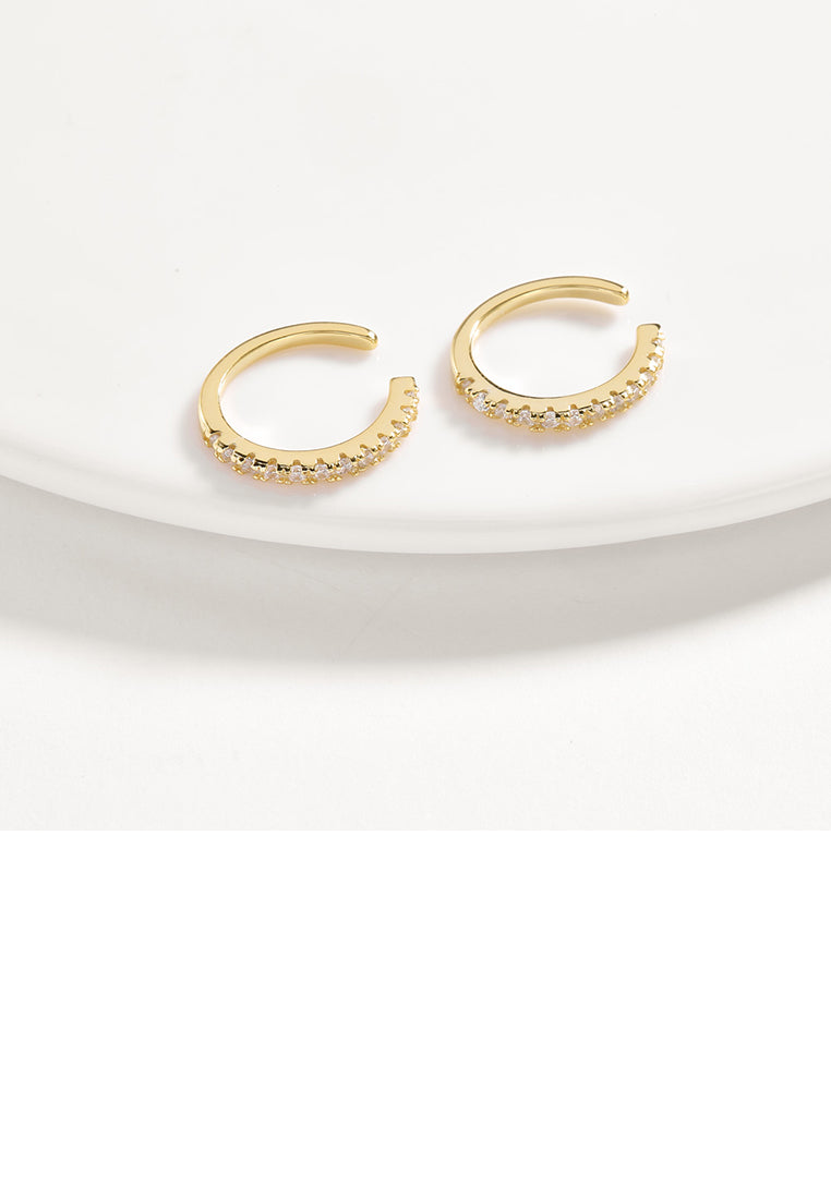 925 Sterling Silver Plated Gold Simple Earrings with Austrian Element Crystal