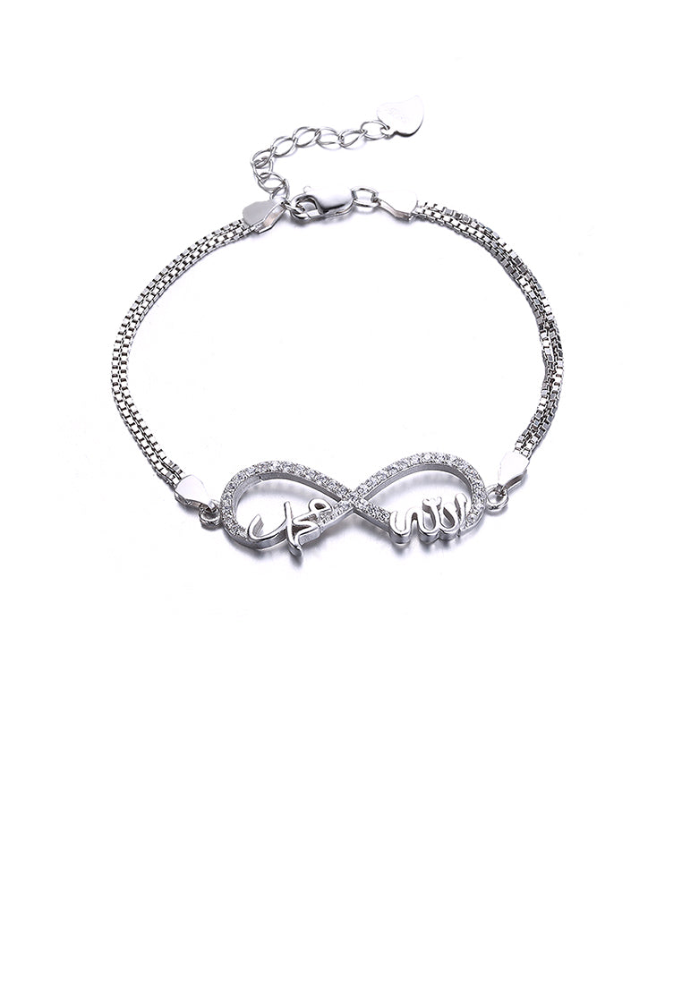 925 Sterling Silver Simple Elegant Fashion Limit Sign Bracelet with Cubic Zircon