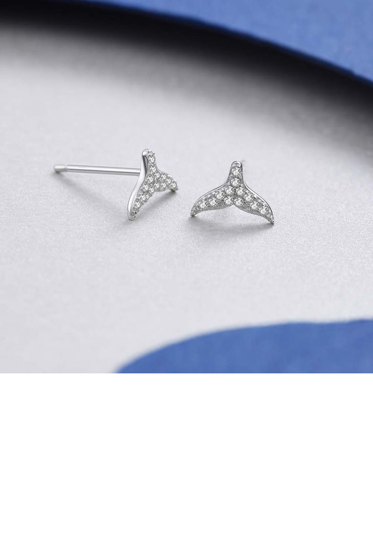 925 Sterling Silver Fashion Simple Fishtail Three-Piece Earrings with Cubic Zircon