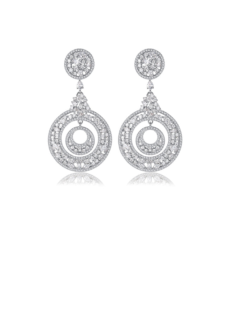 Simple Vintage Geometric Round Earrings with Cubic Zirconia - Luxurious Look