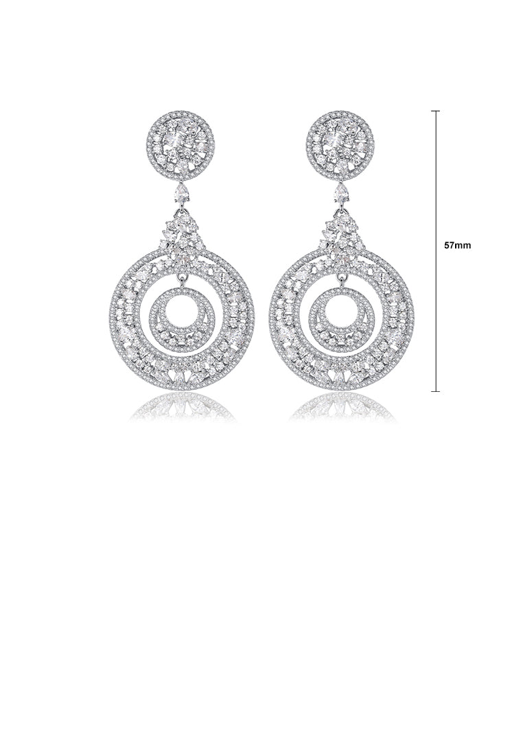 Simple Vintage Geometric Round Earrings with Cubic Zirconia - Luxurious Look