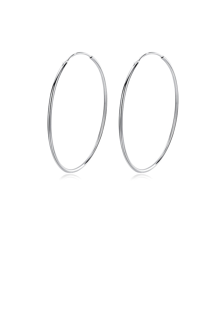 925 Sterling Silver Simple Fashion Geometric Round Earrings 50mm