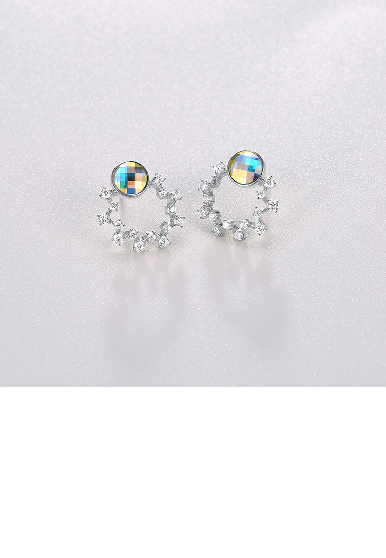 925 Sterling Silver Elegant Garland Earrings with Colorful Austrian Element Crystals