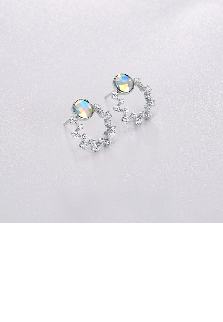 925 Sterling Silver Elegant Garland Earrings with Colorful Austrian Element Crystals