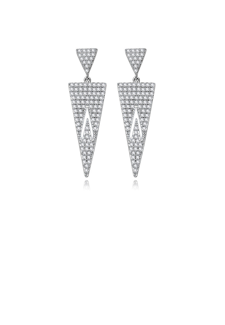 Simple Bright Geometric Triangle Earrings with Cubic Zirconia - Luxurious Look