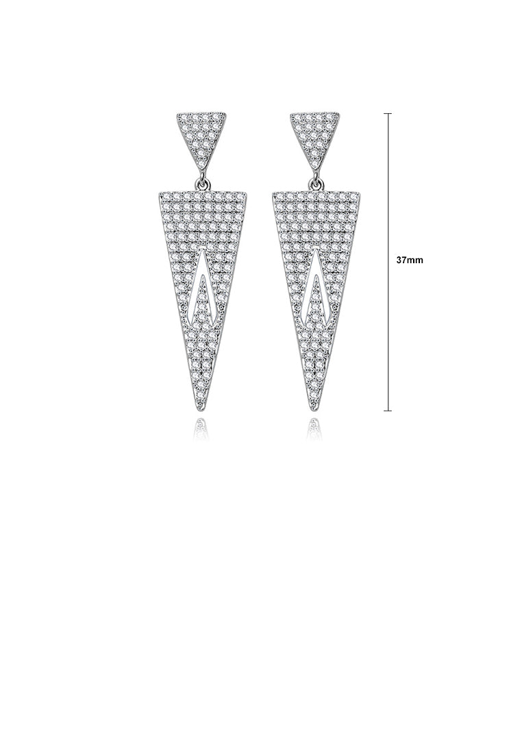 Simple Bright Geometric Triangle Earrings with Cubic Zirconia - Luxurious Look