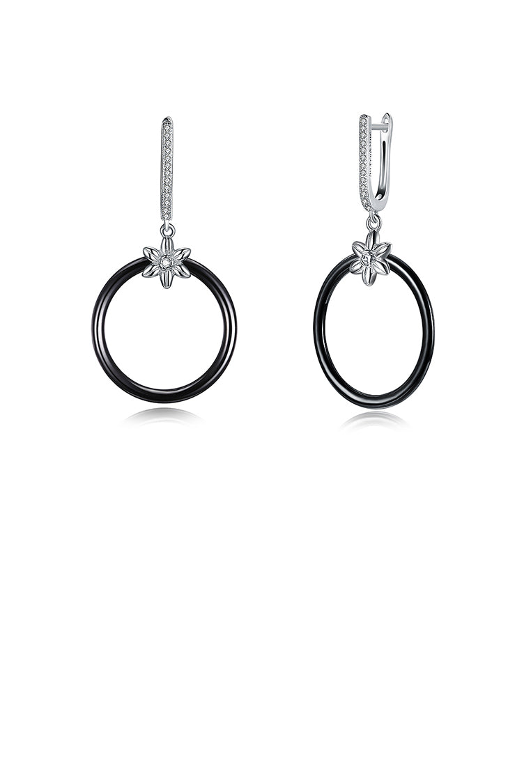 925 Sterling Silver Circle Earrings with Austrian Element Crystal