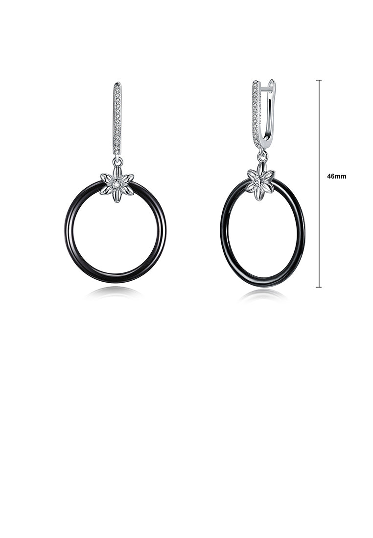 925 Sterling Silver Circle Earrings with Austrian Element Crystal