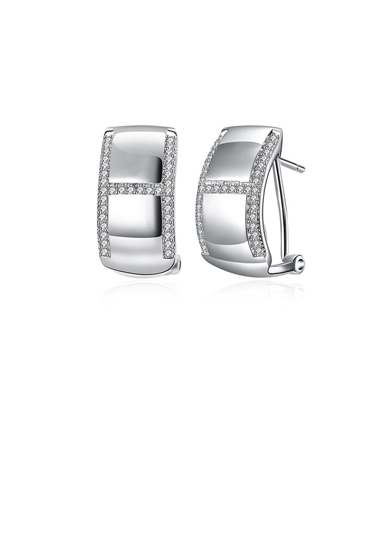 925 Sterling Silver Elegant Fashion Geometric Cubic Zirconia Stud Earrings - Luxurious Look