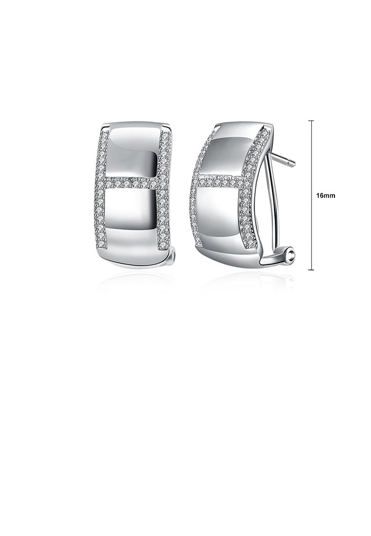 925 Sterling Silver Elegant Fashion Geometric Cubic Zirconia Stud Earrings - Luxurious Look