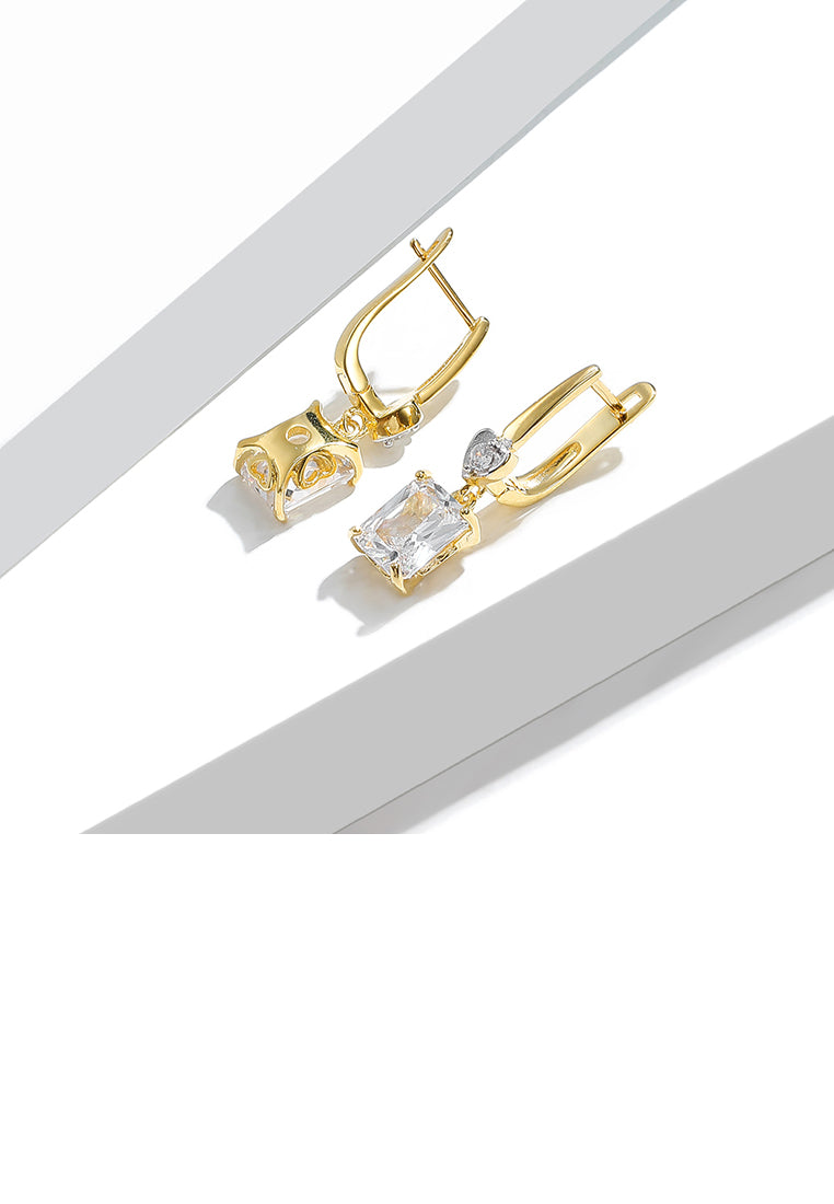Fashion and Simple Plated Gold Heart-shaped Geometric Square Earrings with Cubic Zirconia - Luxurious Look