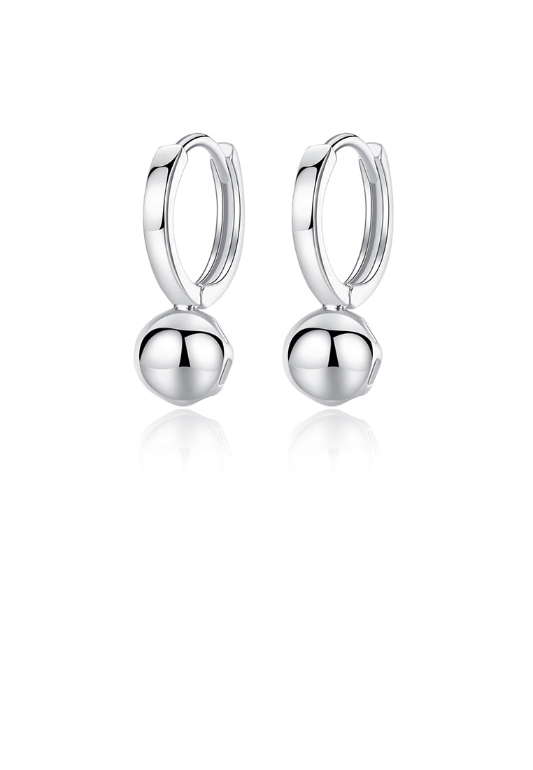 925 Sterling Silver Simple Fashion Geometric Round Bead Earrings