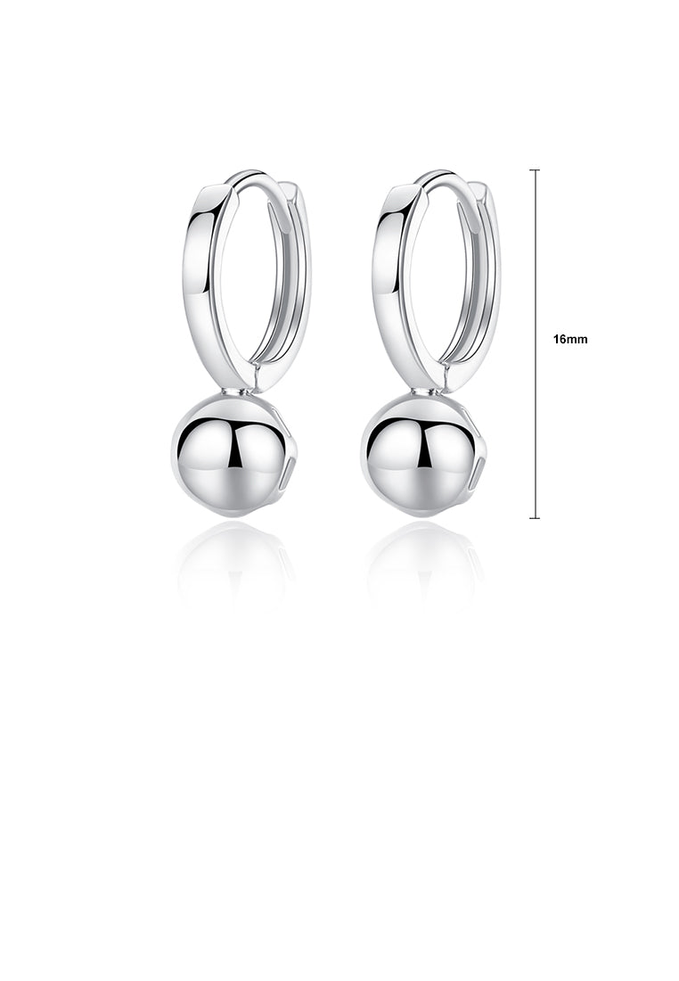 925 Sterling Silver Simple Fashion Geometric Round Bead Earrings