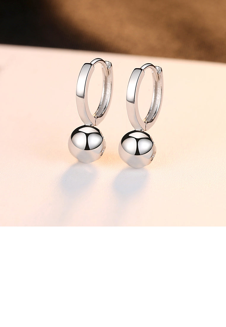 925 Sterling Silver Simple Fashion Geometric Round Bead Earrings
