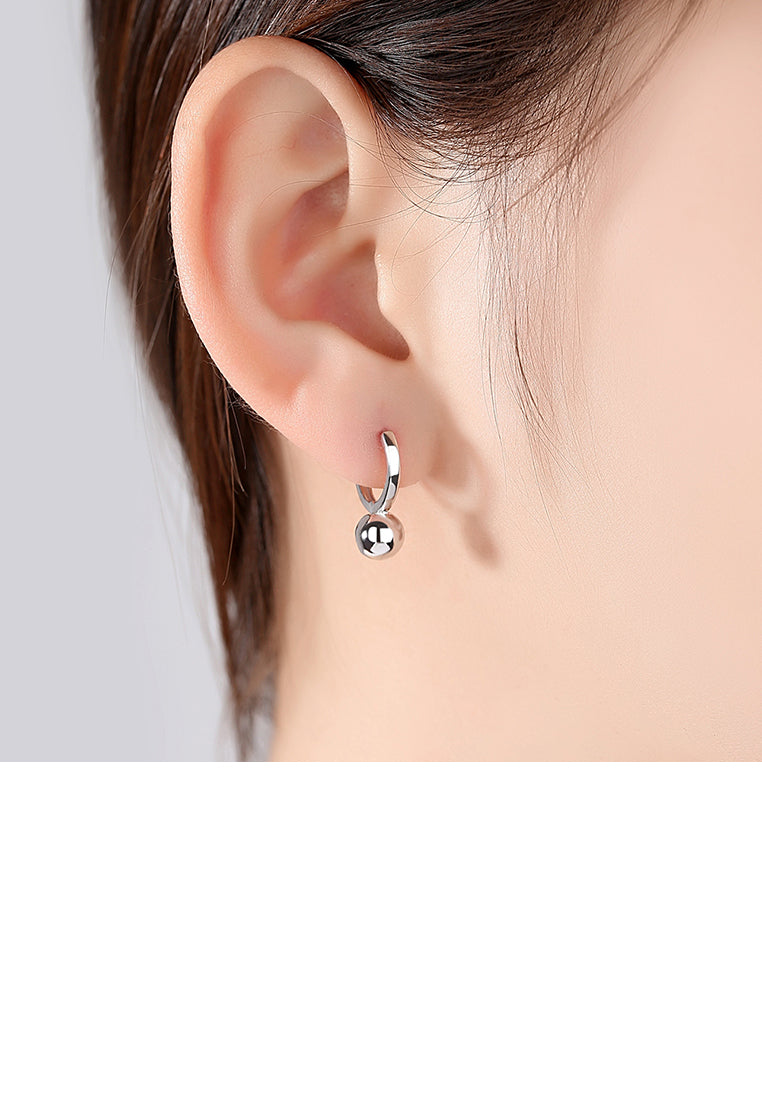 925 Sterling Silver Simple Fashion Geometric Round Bead Earrings