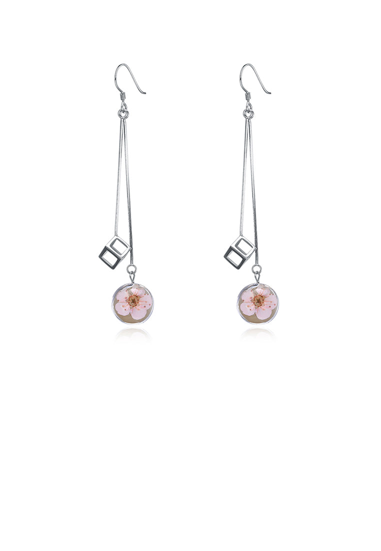 925 Sterling Silver Elegant Sweet and Romantic Flower Long Tassel Earrings