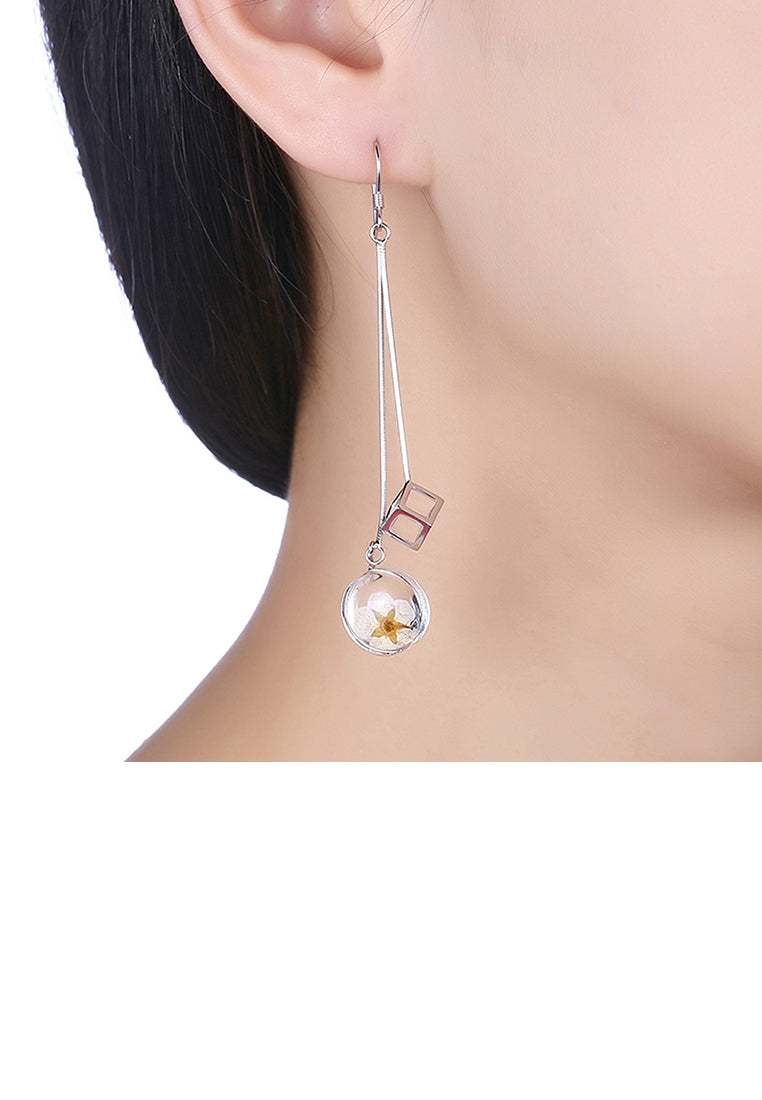 925 Sterling Silver Elegant Sweet and Romantic Flower Long Tassel Earrings