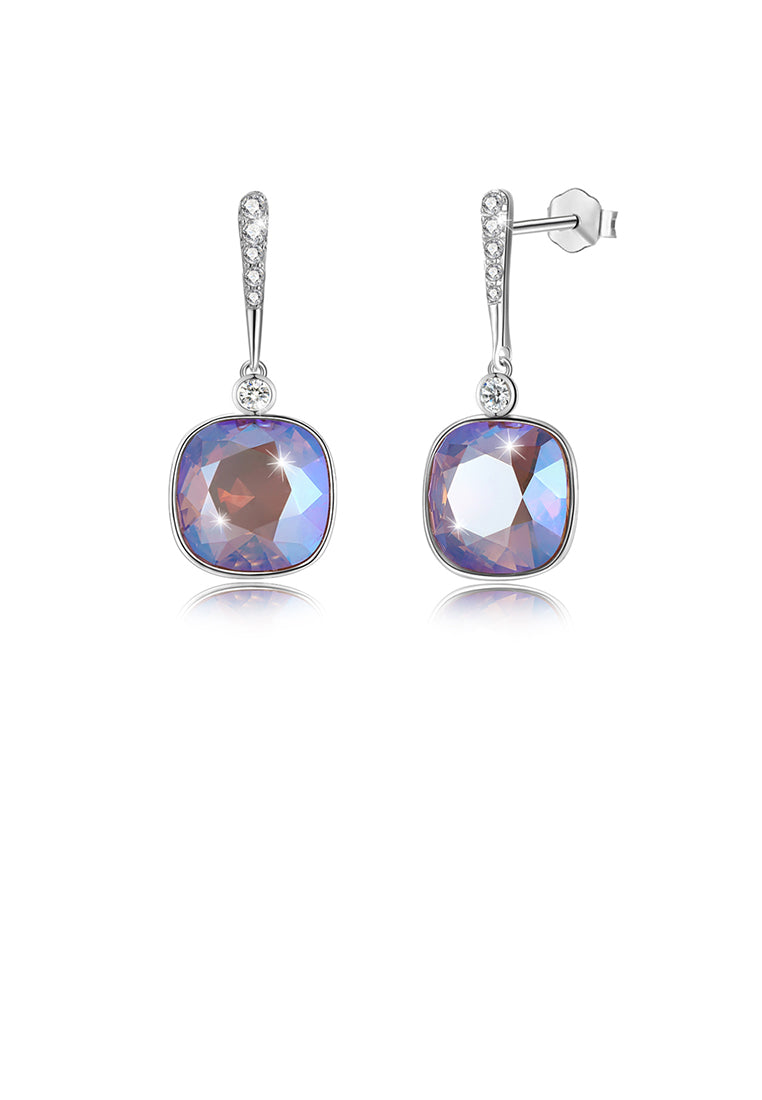 925 Sterling Silver Elegant Fashion Simple Sparkling Multicolor Austrian Element Crystal Earrings