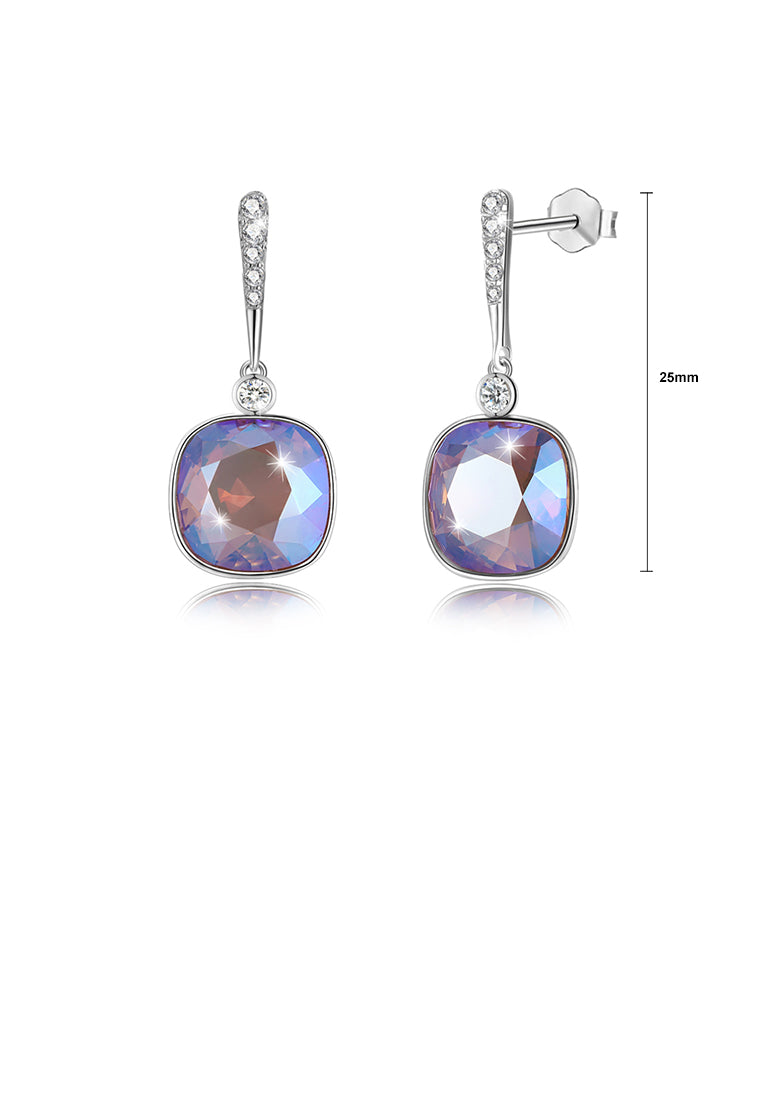 925 Sterling Silver Elegant Fashion Simple Sparkling Multicolor Austrian Element Crystal Earrings