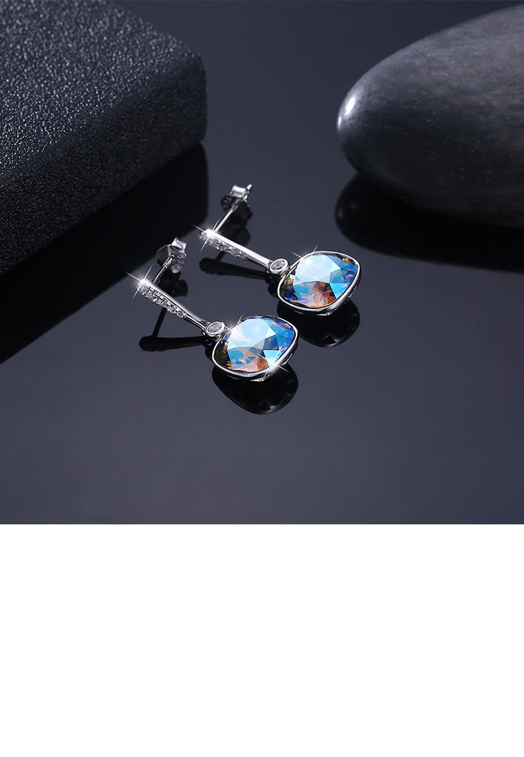 925 Sterling Silver Elegant Fashion Simple Sparkling Multicolor Austrian Element Crystal Earrings