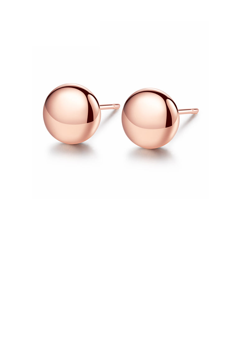 925 Sterling Silver Plated Rose Gold Fashion Simple Geometric Round Stud Earrings