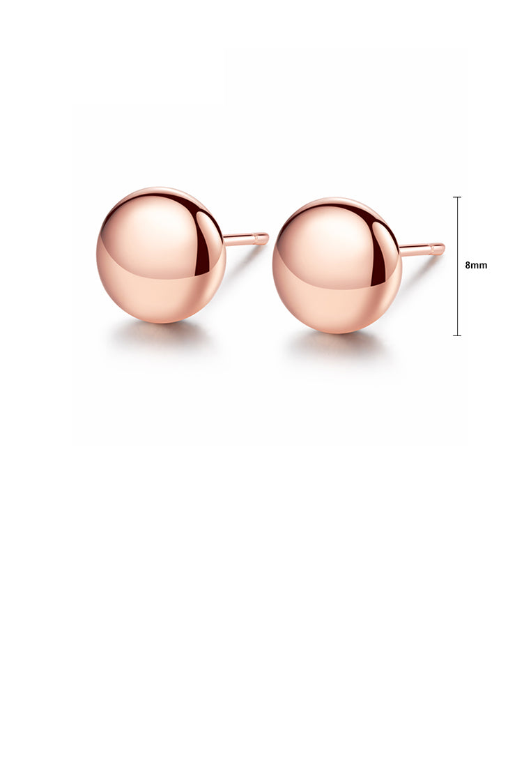 925 Sterling Silver Plated Rose Gold Fashion Simple Geometric Round Stud Earrings