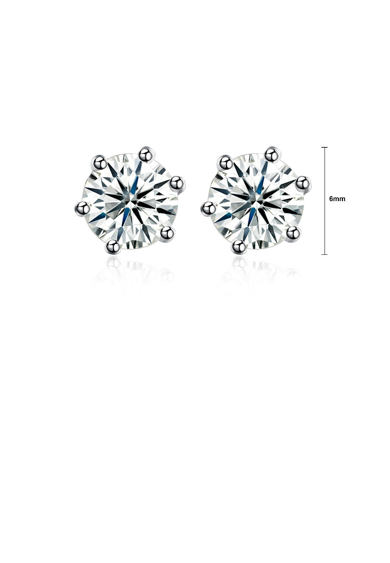 925 Sterling Silver Simple Geometric Round Cubic Zirconia Stud Earrings - Luxurious Look