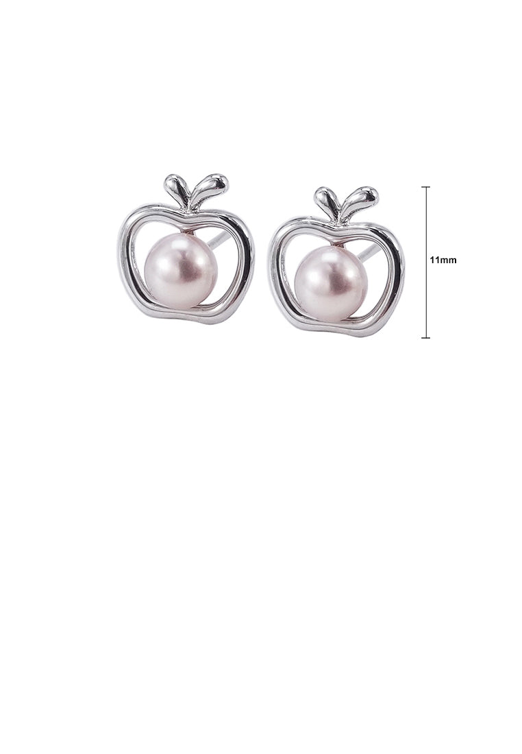 925 Sterling Silver Fashion Simple Apple Purple Freshwater Pearl Stud Earrings - Luxurious Look