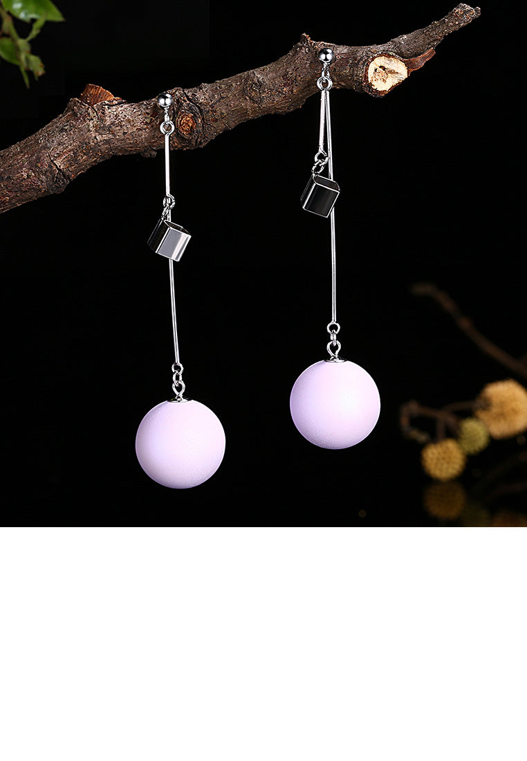 925 Sterling Silver Simple Geometric Round Tassel Earrings