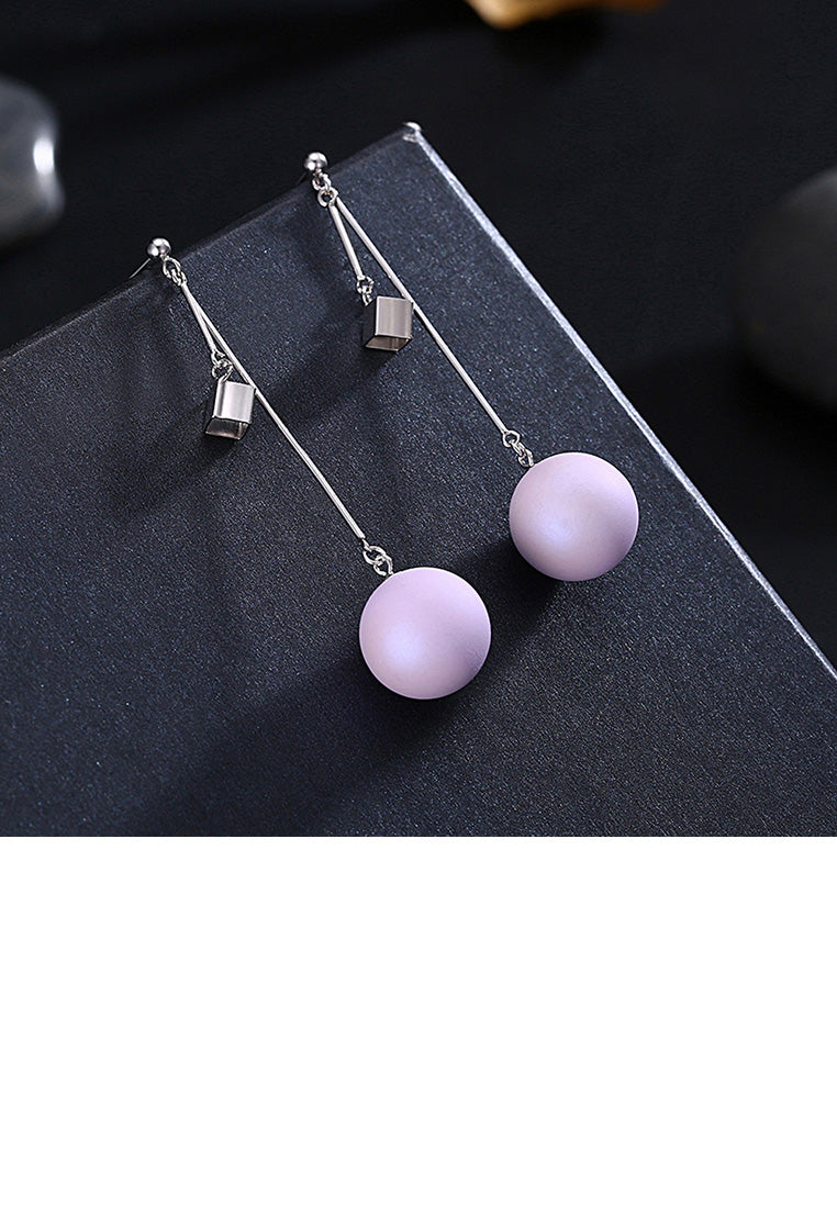925 Sterling Silver Simple Geometric Round Tassel Earrings