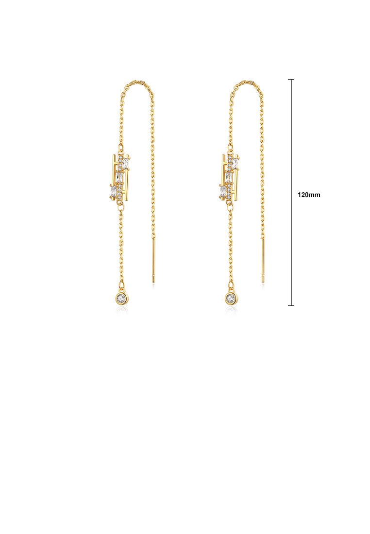 Simple and Fashion Plated Gold Geometric Tassel Cubic Zirconia Earrings - Luxurious Look