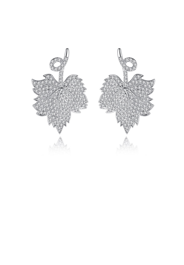 Fashion and Elegant Leaf Cubic Zirconia Stud Earrings - Luxurious Look