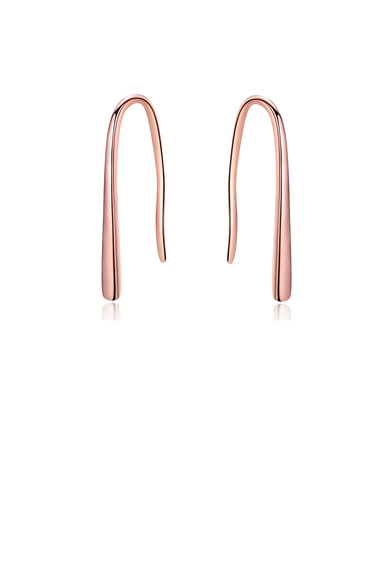 925 Sterling Silver Plated Rose Gold Simple Fashion Geometric Earrings