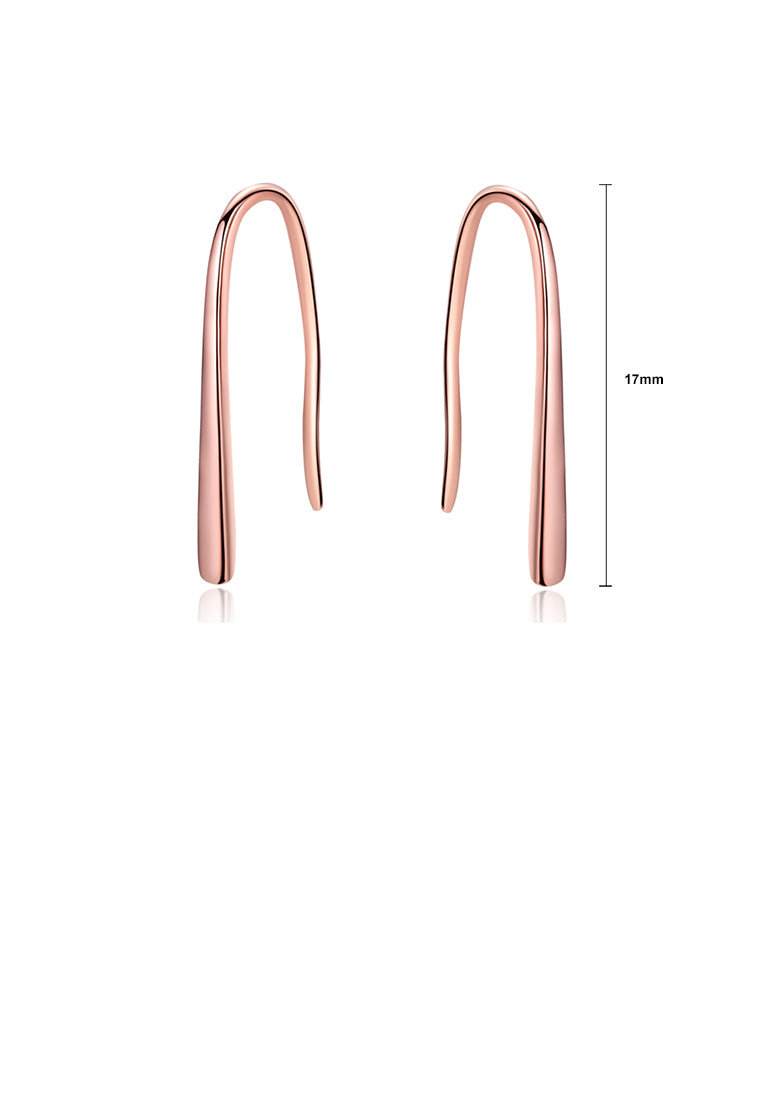 925 Sterling Silver Plated Rose Gold Simple Fashion Geometric Earrings