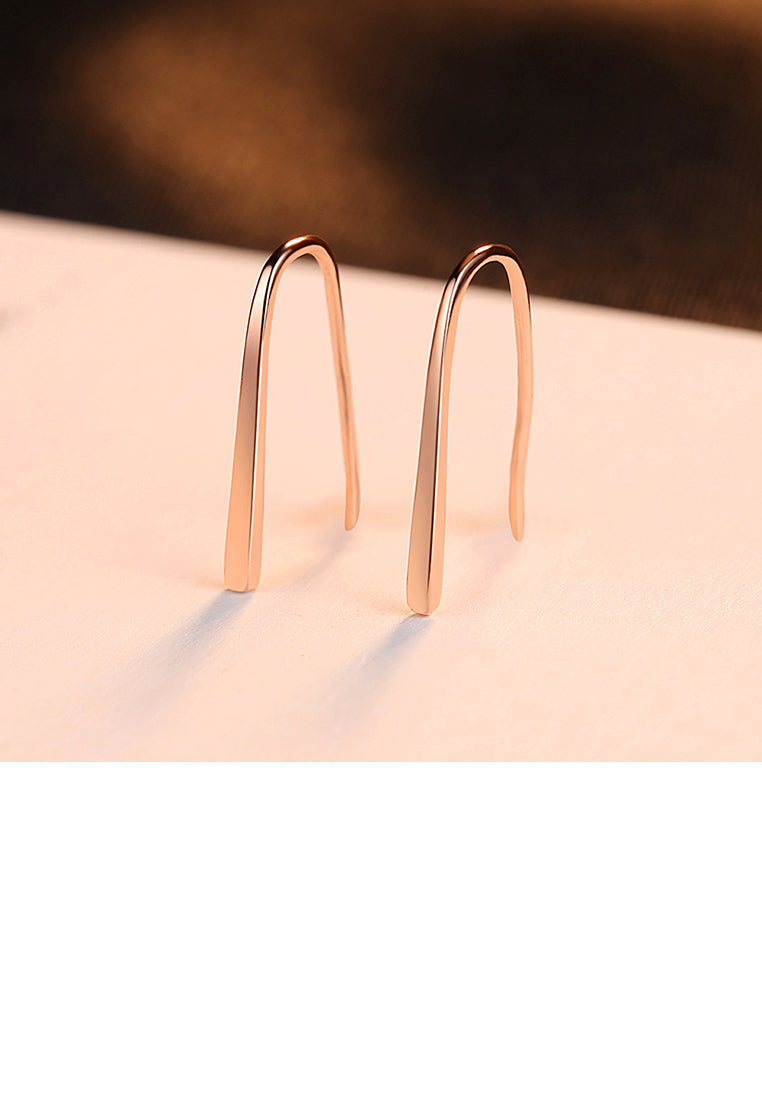 925 Sterling Silver Plated Rose Gold Simple Fashion Geometric Earrings