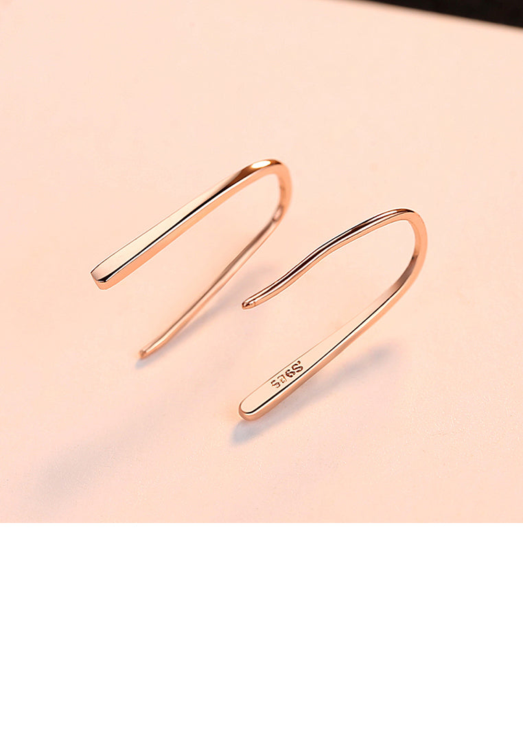 925 Sterling Silver Plated Rose Gold Simple Fashion Geometric Earrings